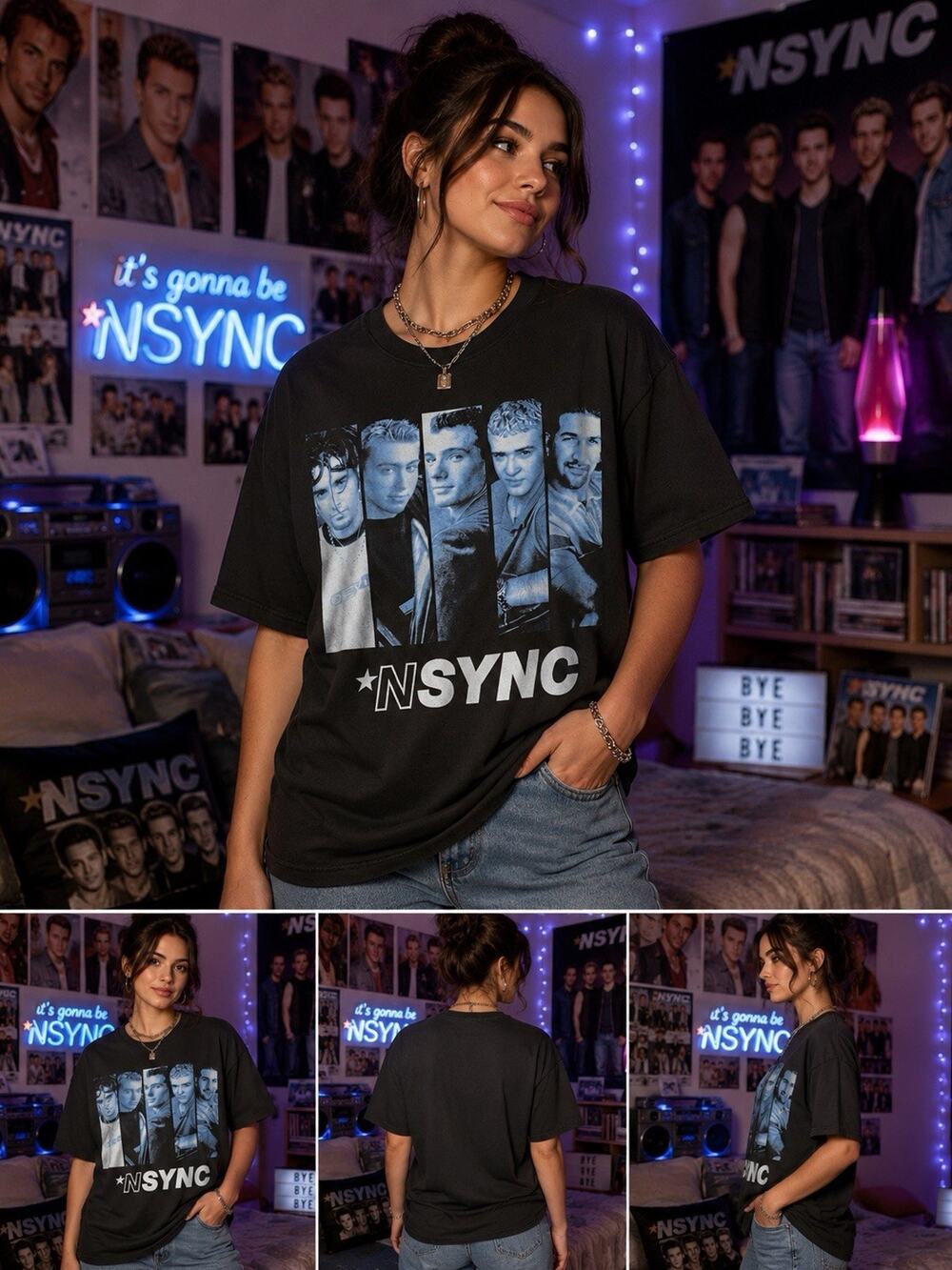 NSYNC Graphic T-Shirt Large Black 2018 Boy Band Pop Music Concert Tee Cotton